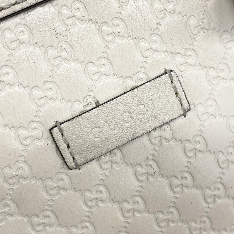 【6id5074】グッチ ハンドバッグ マイクログッチシマ 449654 レザー アイボリー シャンパンゴールド金具 2wayバッグ【中古】レディース