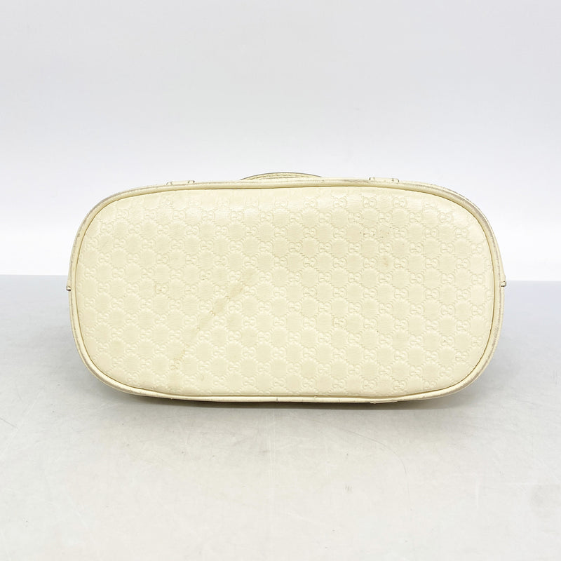 【6id5074】グッチ ハンドバッグ マイクログッチシマ 449654 レザー アイボリー シャンパンゴールド金具 2wayバッグ【中古】レディース