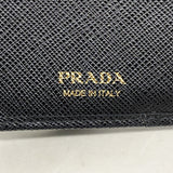 【6id5075】プラダ 三つ折り財布 レザー ブラック ゴールド金具【中古】レディース