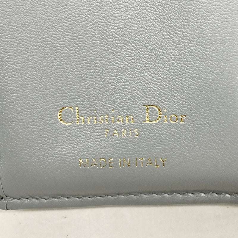 【6id5076】クリスチャンディオール 三つ折り財布 サドル キャンバス グレー ゴールド金具【中古】レディース