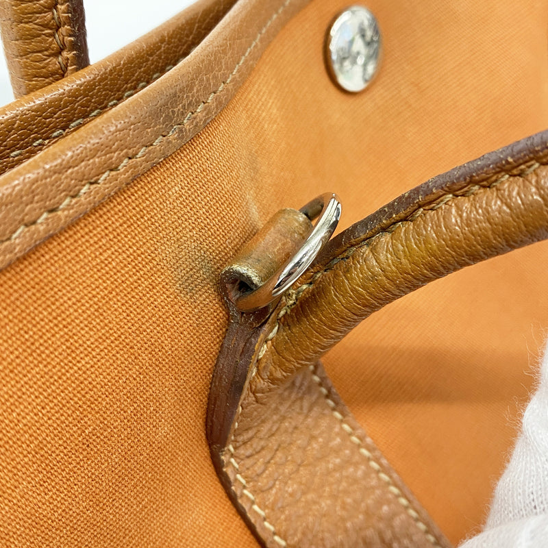 【6id5077】エルメス トートバッグ ガーデンパーティTPM トワルオフィシエ オレンジ シルバー金具 □I刻印 2wayバッグ【中古】レディース