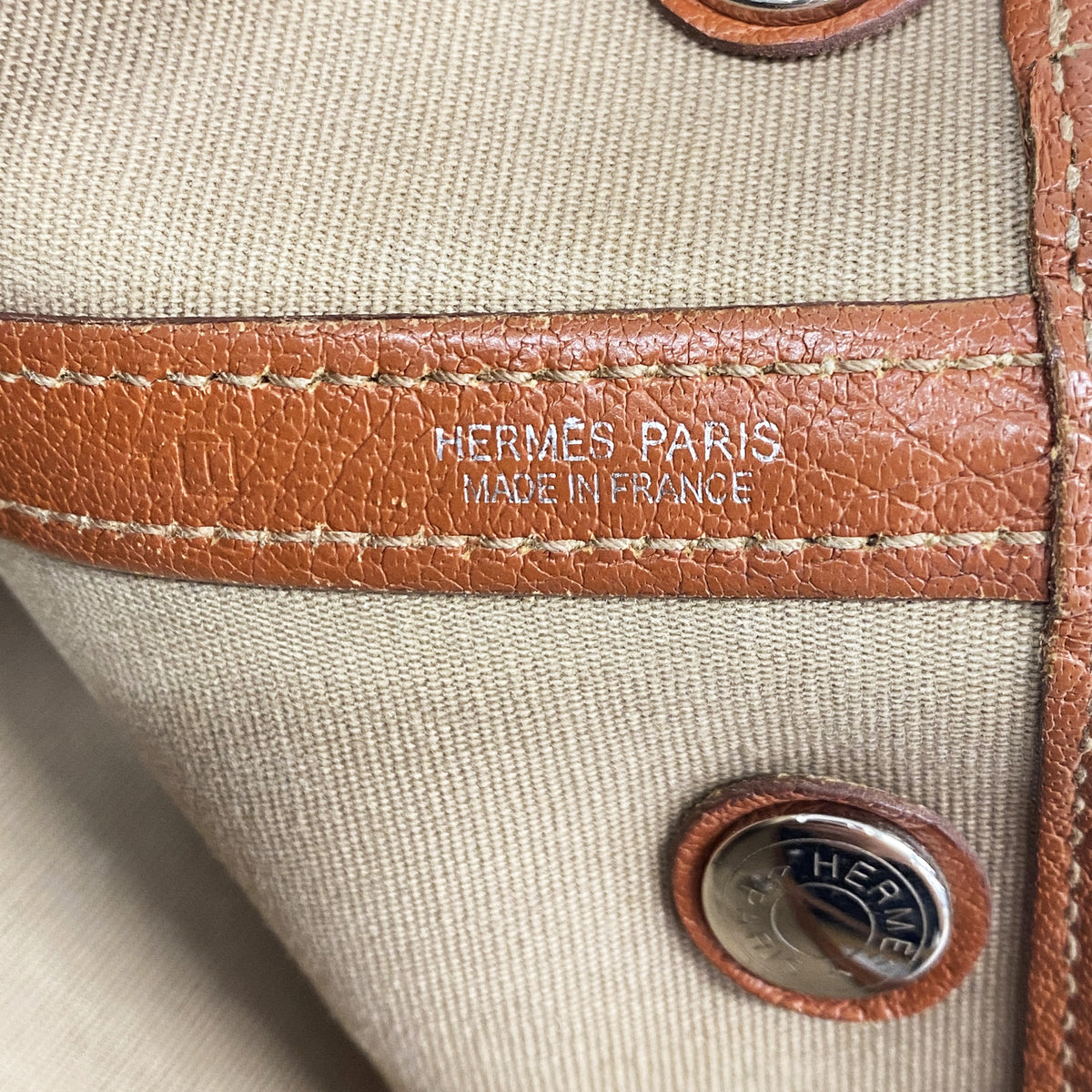 【6id5077】エルメス トートバッグ ガーデンパーティTPM トワルオフィシエ オレンジ シルバー金具 □I刻印 2wayバッグ【中古】レディース