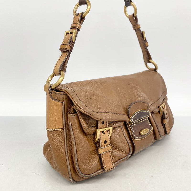 【6id5079】プラダ ショルダーバッグ レザー ブラウン ゴールド金具【中古】レディース