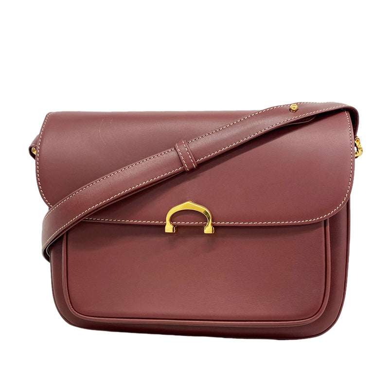 【6id5080】カルティエ ショルダーバッグ マスト レザー ボルドー ゴールド金具【中古】レディース