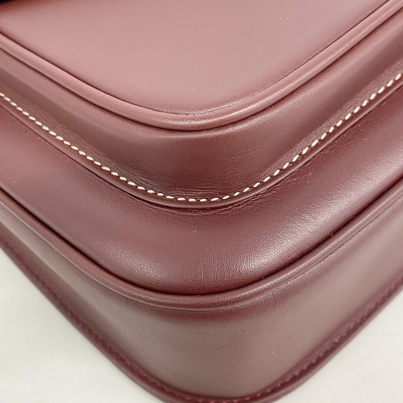 【6id5080】カルティエ ショルダーバッグ マスト レザー ボルドー ゴールド金具【中古】レディース