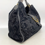 【6id5083】グッチ ハンドバッグ 296855 スウェード ブラック ゴールド金具【中古】レディース