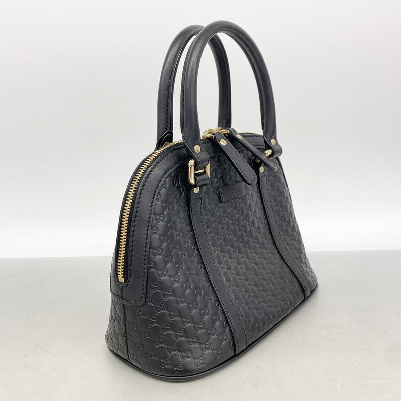 【6id5085】グッチ ハンドバッグ マイクログッチシマ 449654 レザー ブラック シャンパンゴールド金具 2wayバッグ【中古】レディース