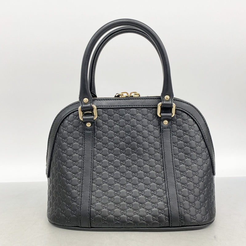 【6id5085】グッチ ハンドバッグ マイクログッチシマ 449654 レザー ブラック シャンパンゴールド金具 2wayバッグ【中古】レディース