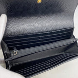 【6id5086】グッチ 長財布 GGスプリーム 456116 PVC ブラック ブラウン ゴールド金具【中古】レディース