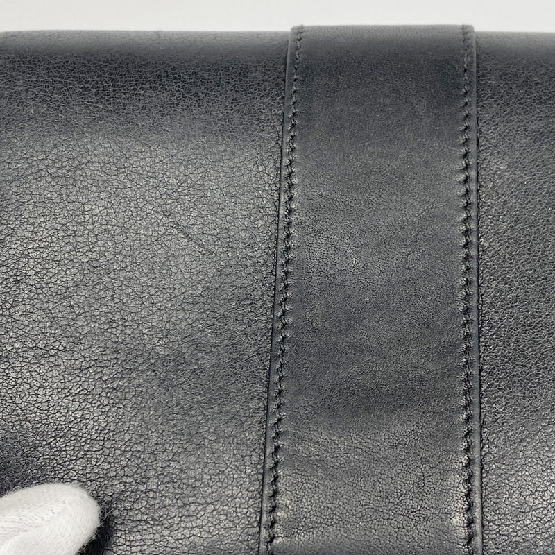 【6id5087】カルティエ 三つ折り財布 トリニティ レザー ブラック ゴールド/シルバー金具【中古】レディース