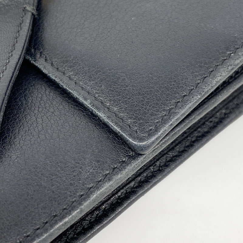 【6id5087】カルティエ 三つ折り財布 トリニティ レザー ブラック ゴールド/シルバー金具【中古】レディース