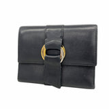 【6id5087】カルティエ 三つ折り財布 トリニティ レザー ブラック ゴールド/シルバー金具【中古】レディース