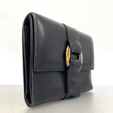 【6id5087】カルティエ 三つ折り財布 トリニティ レザー ブラック ゴールド/シルバー金具【中古】レディース