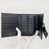 【6id5087】カルティエ 三つ折り財布 トリニティ レザー ブラック ゴールド/シルバー金具【中古】レディース
