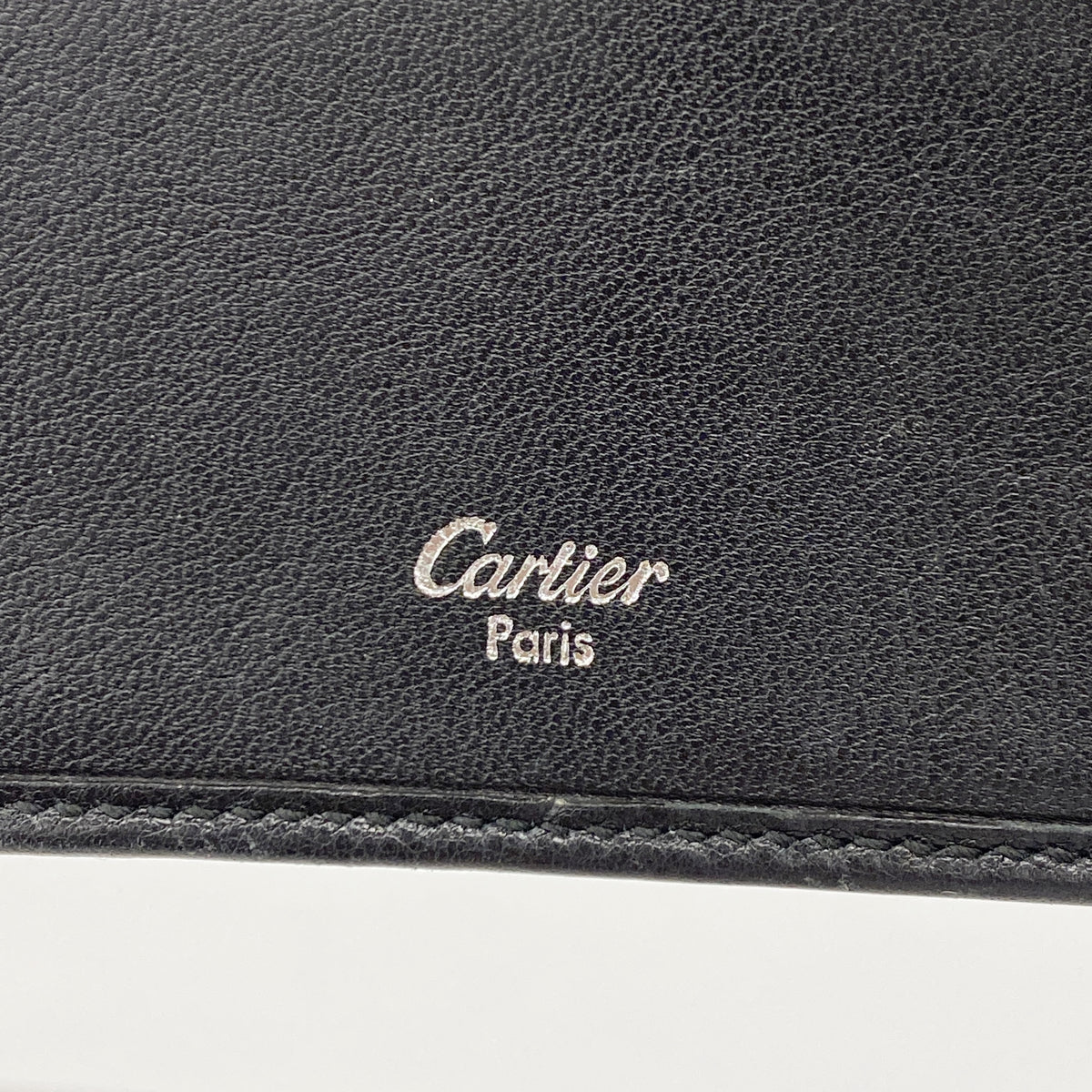 【6id5087】カルティエ 三つ折り財布 トリニティ レザー ブラック ゴールド/シルバー金具【中古】レディース