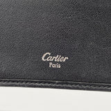 【6id5087】カルティエ 三つ折り財布 トリニティ レザー ブラック ゴールド/シルバー金具【中古】レディース