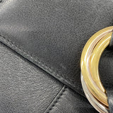 【6id5087】カルティエ 三つ折り財布 トリニティ レザー ブラック ゴールド/シルバー金具【中古】レディース