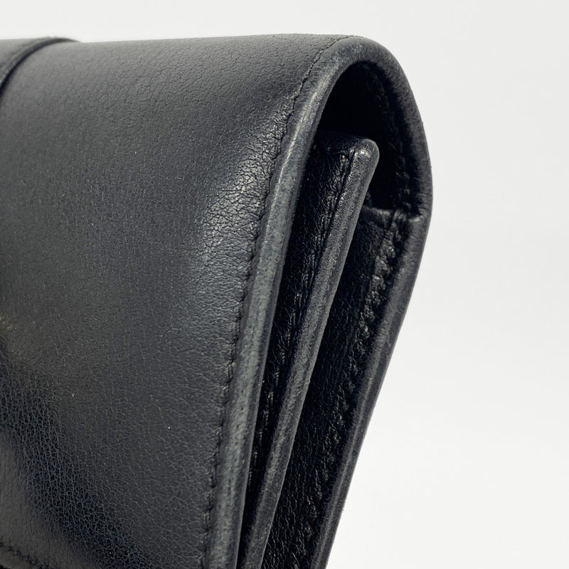 【6id5087】カルティエ 三つ折り財布 トリニティ レザー ブラック ゴールド/シルバー金具【中古】レディース