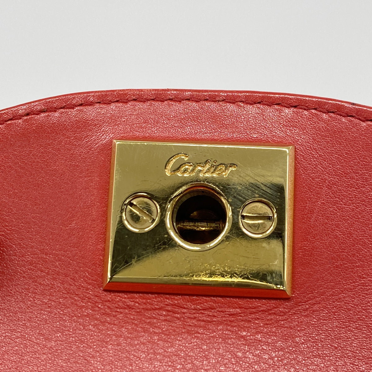 【6id5088】カルティエ ハンドバッグ パンテール レザー ブラック ゴールド金具【中古】レディース