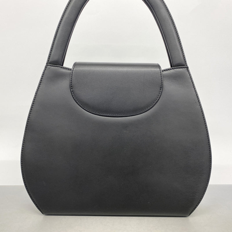 【6id5088】カルティエ ハンドバッグ パンテール レザー ブラック ゴールド金具【中古】レディース