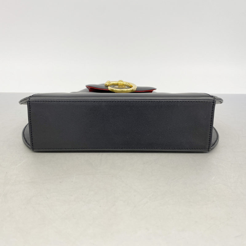 【6id5088】カルティエ ハンドバッグ パンテール レザー ブラック ゴールド金具【中古】レディース