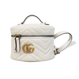 【6id5092】グッチ リュック・デイパック GGマーモント 598594 レザー ホワイト ゴールド金具【中古】レディース