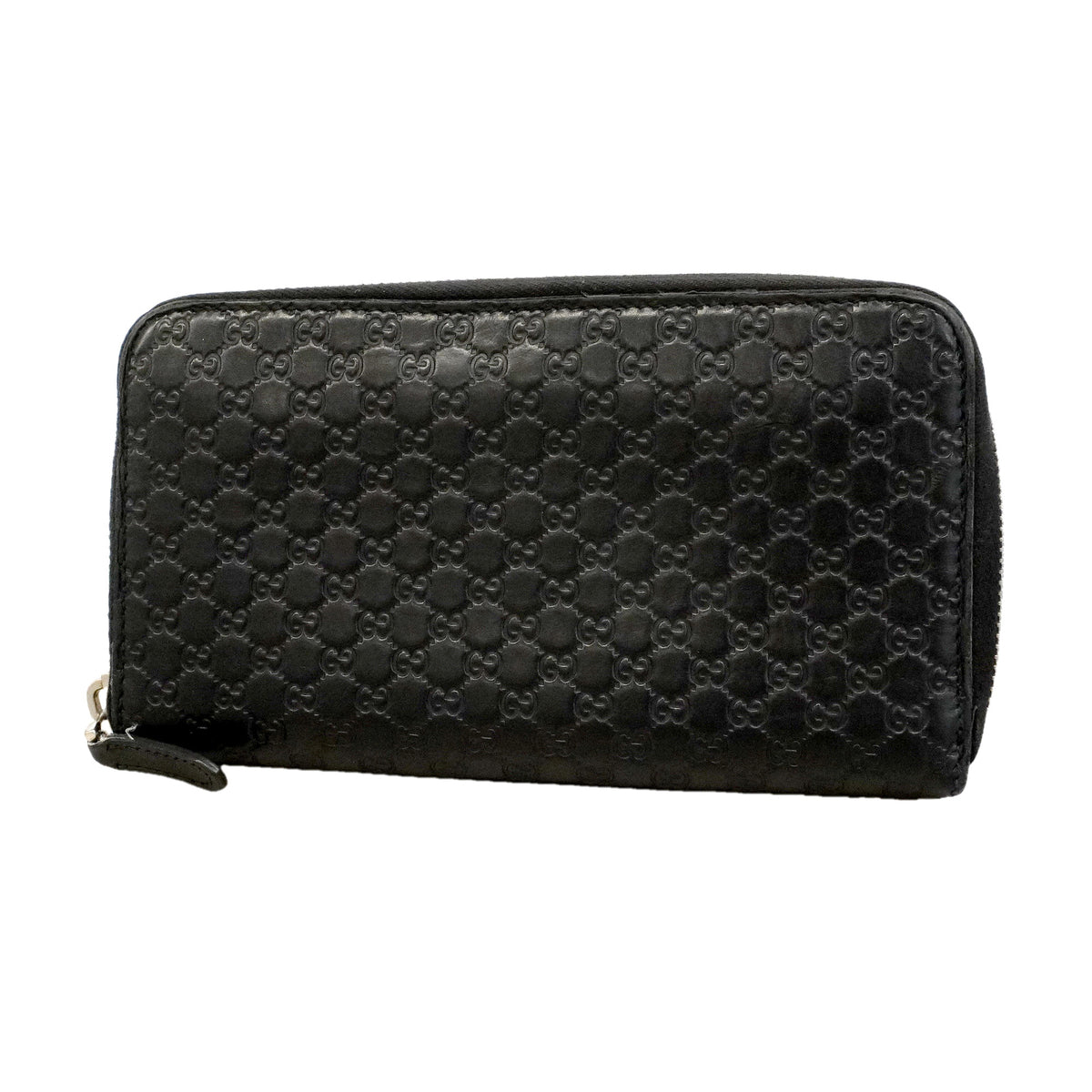 【6id5095】グッチ 長財布 マイクログッチシマ 544473 レザー ブラック シルバー金具【中古】メンズ レディース ユニセックス
