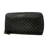 【6id5095】グッチ 長財布 マイクログッチシマ 544473 レザー ブラック シルバー金具【中古】メンズ レディース ユニセックス