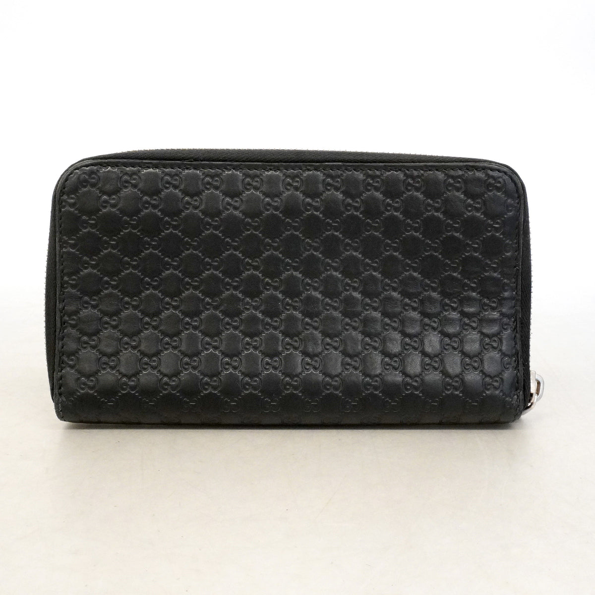 【6id5095】グッチ 長財布 マイクログッチシマ 544473 レザー ブラック シルバー金具【中古】メンズ レディース ユニセックス