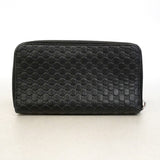 【6id5095】グッチ 長財布 マイクログッチシマ 544473 レザー ブラック シルバー金具【中古】メンズ レディース ユニセックス