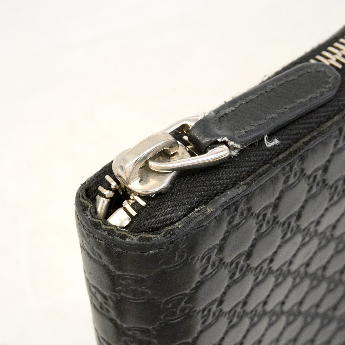 【6id5095】グッチ 長財布 マイクログッチシマ 544473 レザー ブラック シルバー金具【中古】メンズ レディース ユニセックス