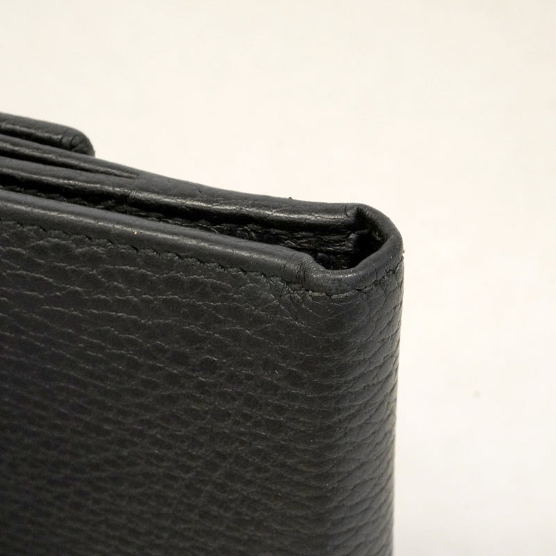 【6id5096】グッチ 財布 GGマーモント 4561122 レザー ブラック ゴールド金具【中古】レディース
