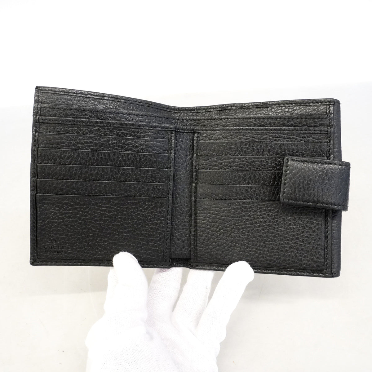 【6id5096】グッチ 財布 GGマーモント 4561122 レザー ブラック ゴールド金具【中古】レディース