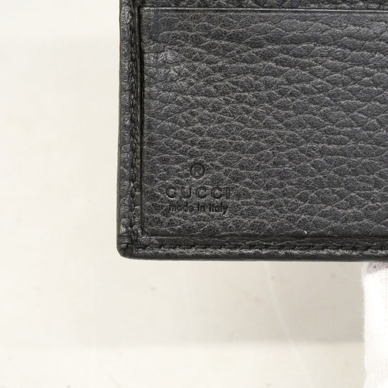 【6id5096】グッチ 財布 GGマーモント 4561122 レザー ブラック ゴールド金具【中古】レディース