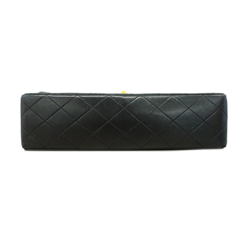 【6id5098】シャネル ショルダーバッグ マトラッセ Wフラップ Wチェーン ラムスキン ブラック ゴールド金具【中古】レディース