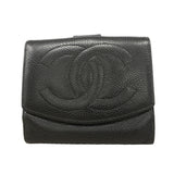 【6id5119】シャネル 財布 キャビアスキン ブラック ゴールド金具【中古】レディース