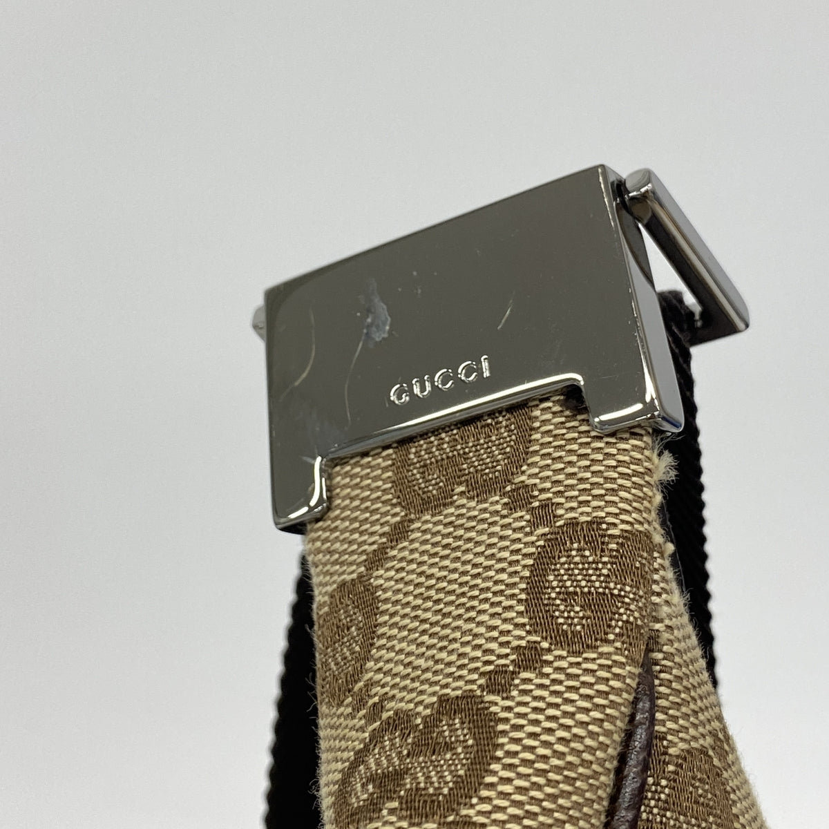 【6id5135】グッチ ショルダーバッグ GGキャンバス 122790 キャンバス ブラウン シルバー金具【中古】レディース