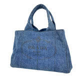 【6id5137】プラダ トートバッグ カナパ デニム ネイビー ゴールド金具【中古】レディース