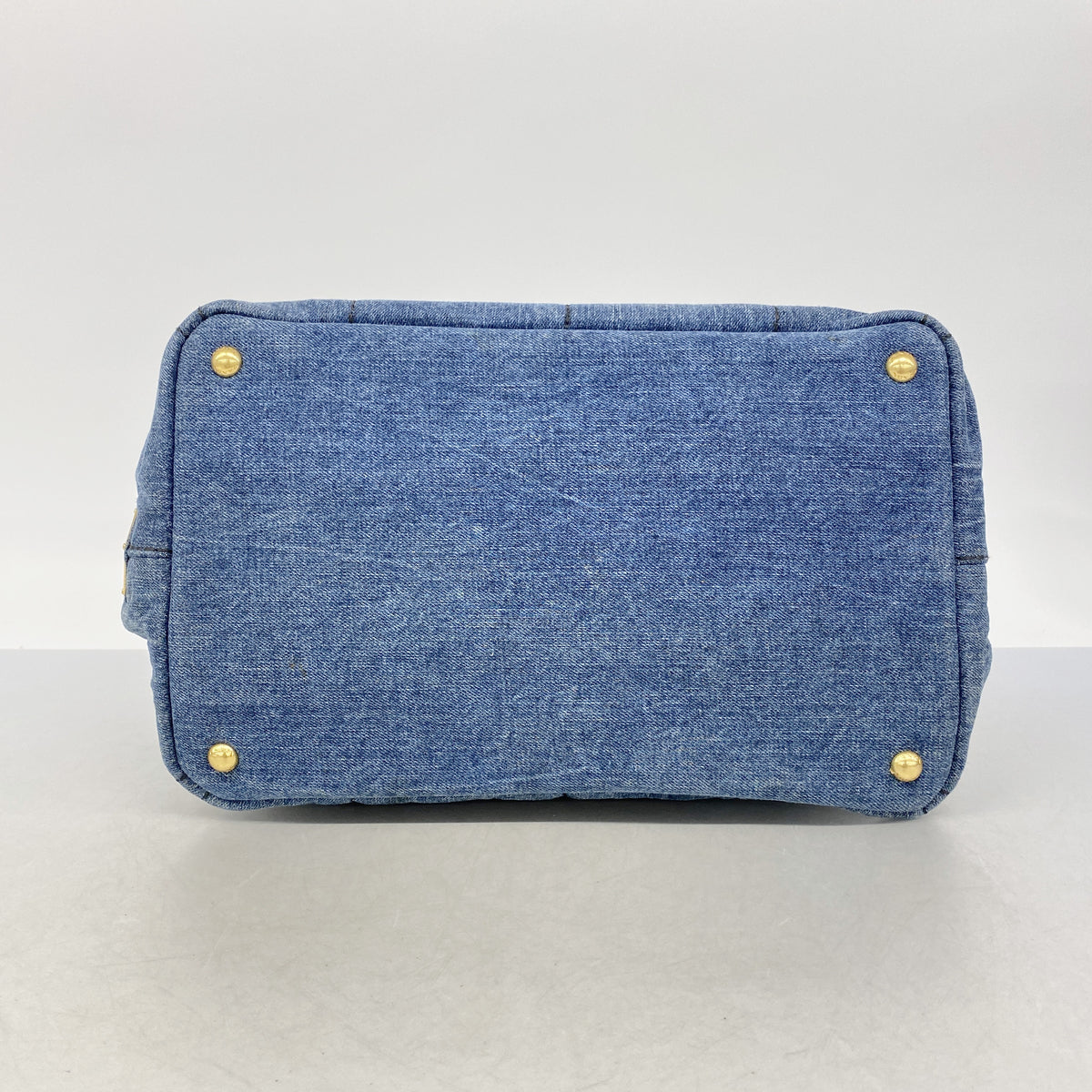 【6id5137】プラダ トートバッグ カナパ デニム ネイビー ゴールド金具【中古】レディース