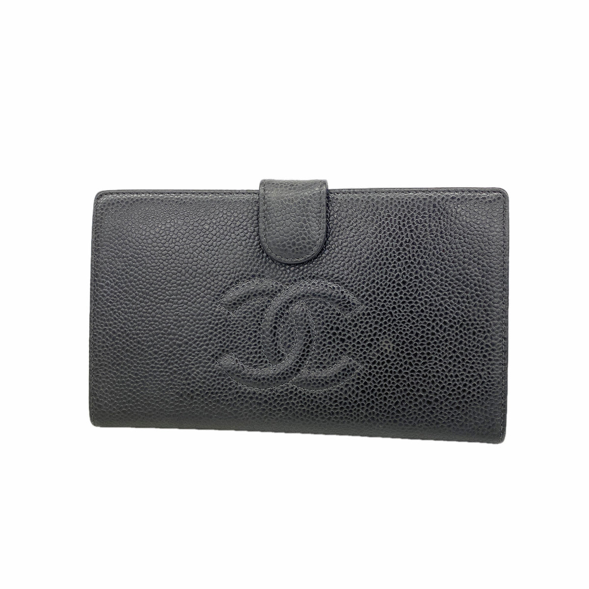 【6id5138】シャネル 長財布 キャビアスキン ブラック ゴールド金具【中古】レディース