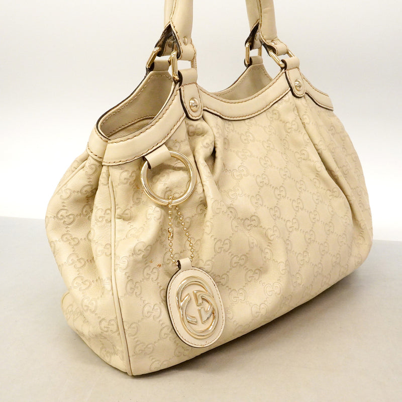 【6id5139】グッチ ハンドバッグ グッチシマ 211944 レザー アイボリー シャンパンゴールド金具【中古】レディース
