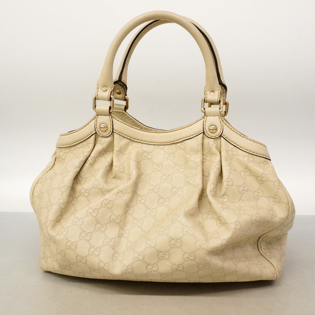 【6id5139】グッチ ハンドバッグ グッチシマ 211944 レザー アイボリー シャンパンゴールド金具【中古】レディース
