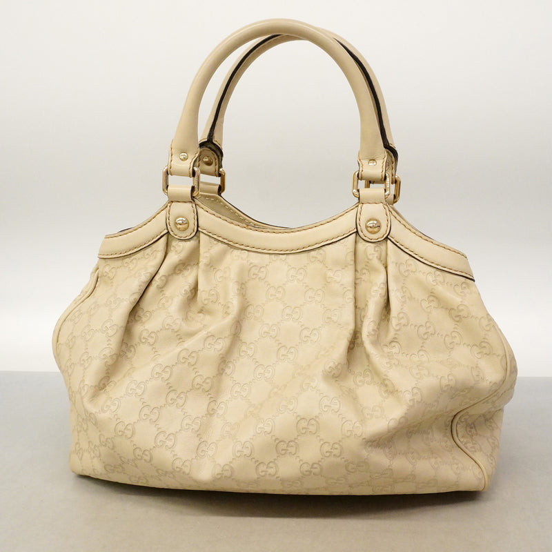 【6id5139】グッチ ハンドバッグ グッチシマ 211944 レザー アイボリー シャンパンゴールド金具【中古】レディース