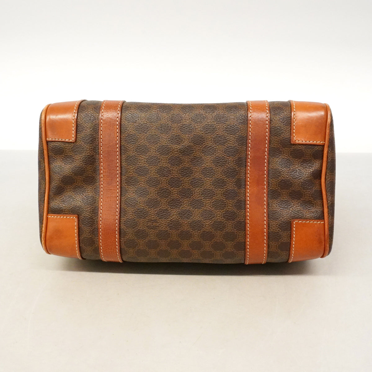 【6id5145】セリーヌ ハンドバッグ マカダム PVC ブラウン ゴールド金具【中古】レディース