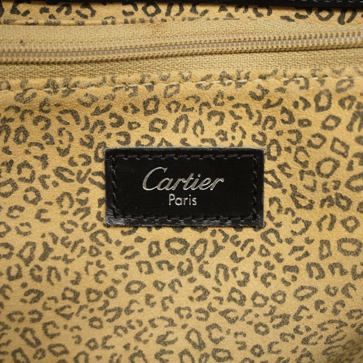 【6id5159】カルティエ トートバッグ パンテール レザー ブラック シルバー金具【中古】レディース
