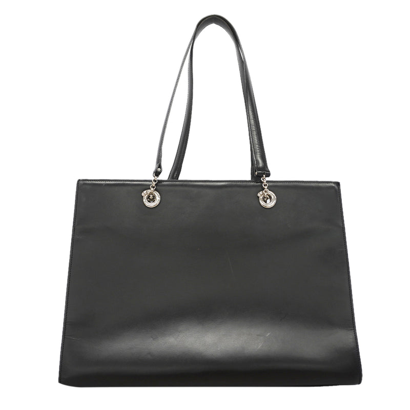 【6id5159】カルティエ トートバッグ パンテール レザー ブラック シルバー金具【中古】レディース