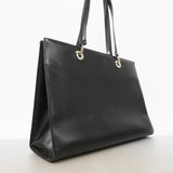 【6id5159】カルティエ トートバッグ パンテール レザー ブラック シルバー金具【中古】レディース