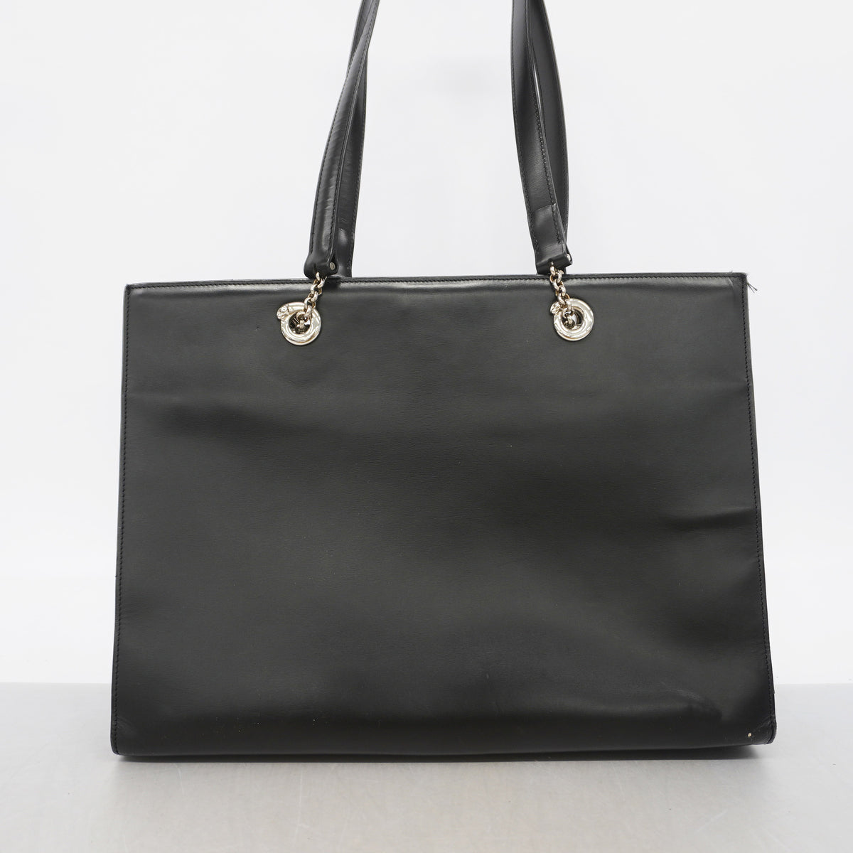 【6id5159】カルティエ トートバッグ パンテール レザー ブラック シルバー金具【中古】レディース