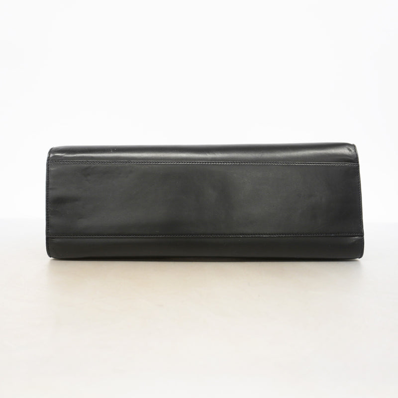【6id5159】カルティエ トートバッグ パンテール レザー ブラック シルバー金具【中古】レディース