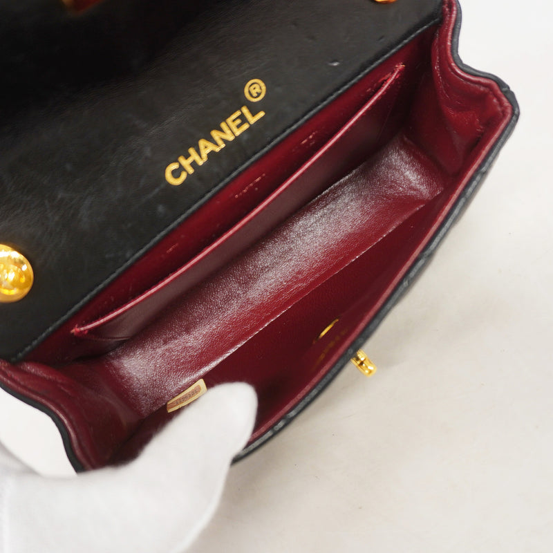 【6id5161】シャネル ショルダーバッグ マトラッセ チェーンショルダー ラムスキン ブラック ゴールド金具【中古】レディース